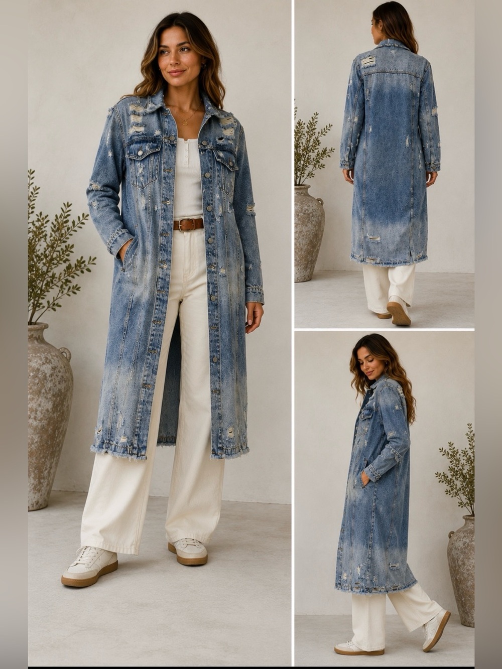 Mustard Seed Women’s Light Blue Distressed Jean Coat Jacket Size Small